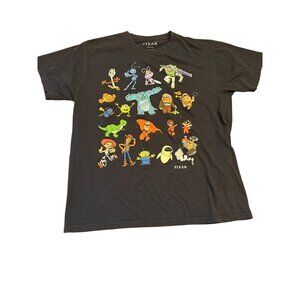 Pixar Character Collage T-Shirt  Men's Large  Black Cotton